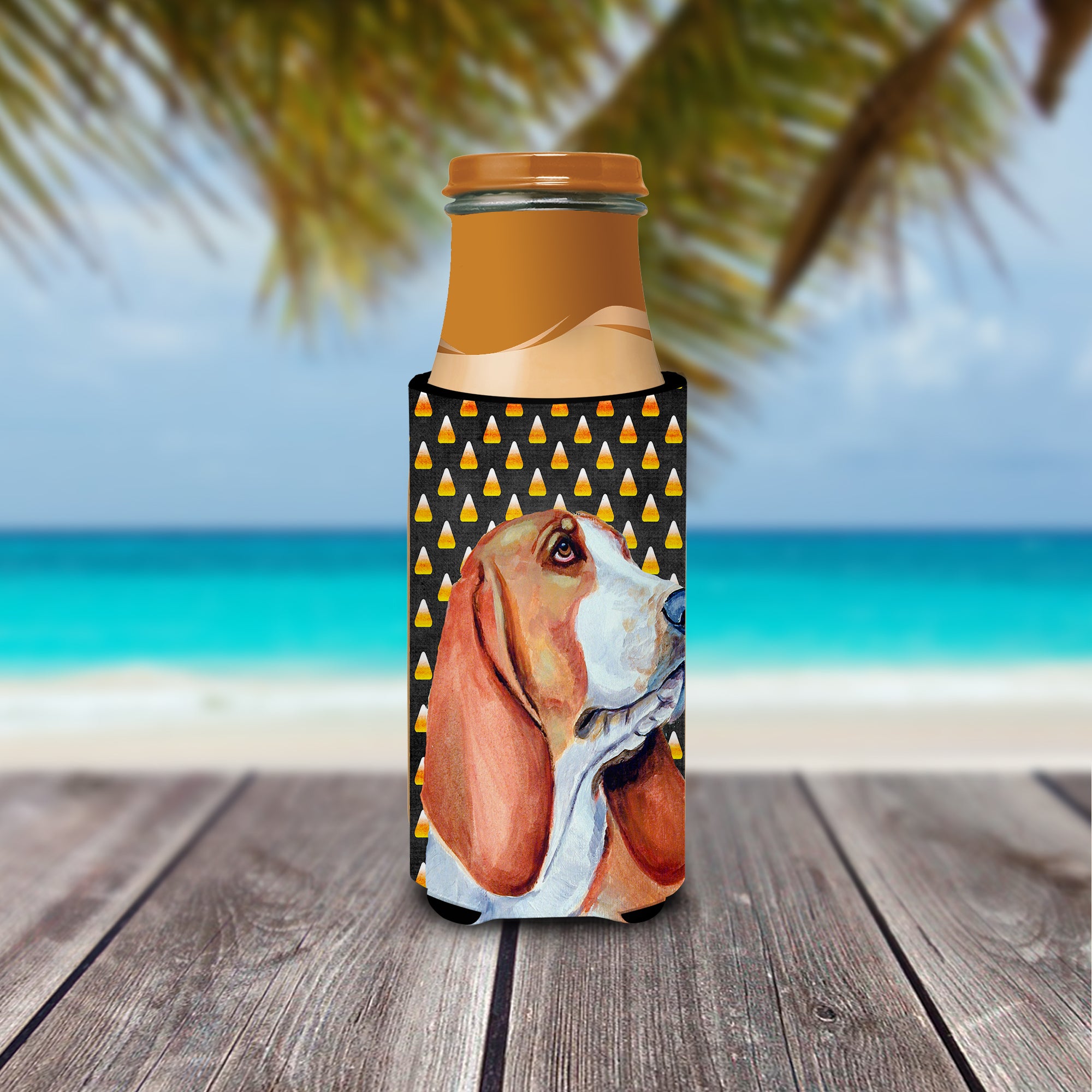 Basset Hound Candy Corn Halloween Portrait Ultra Beverage Insulators for slim cans LH9073MUK