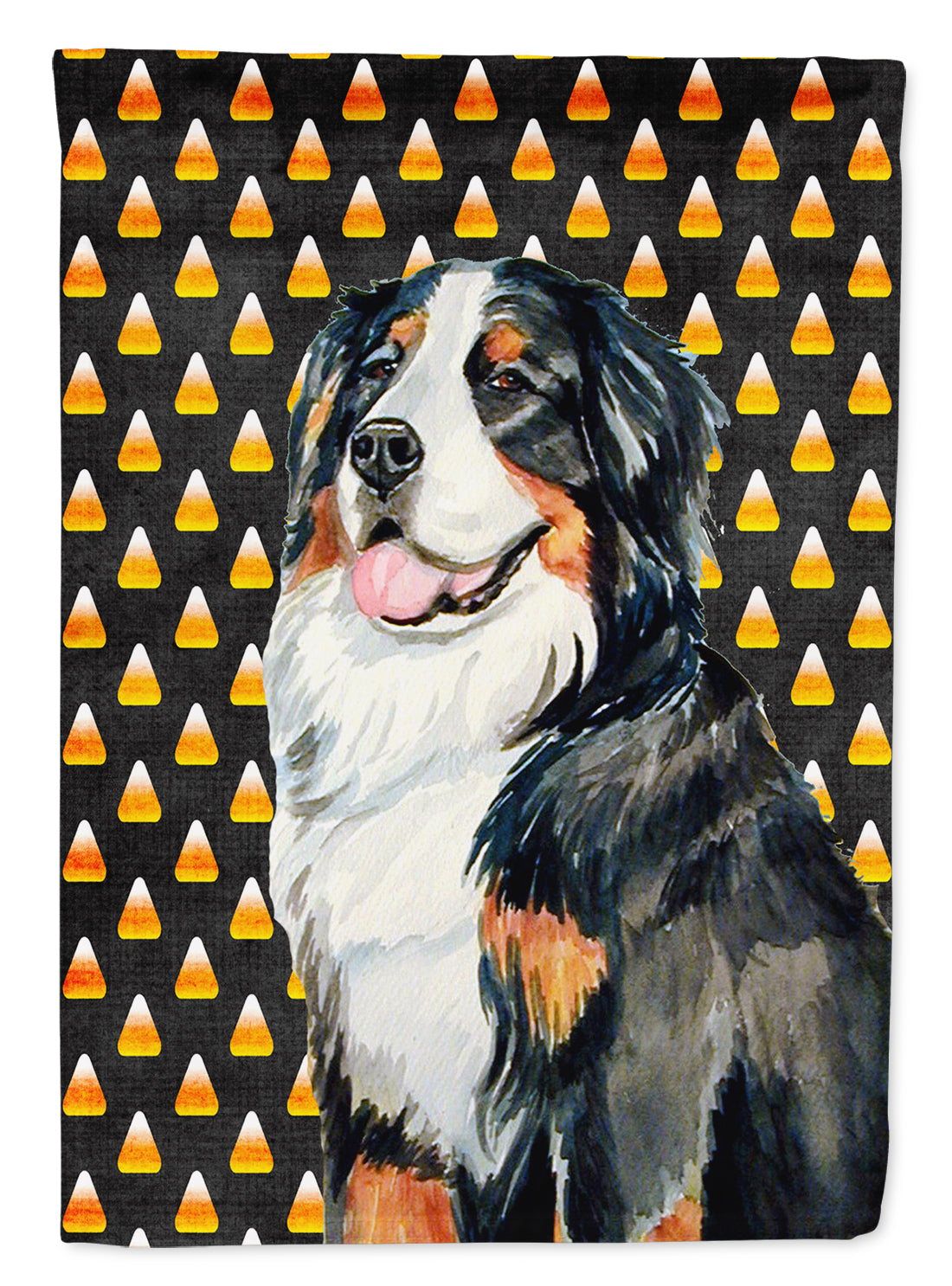 Bernese Mountain Dog Candy Corn Halloween Portrait Flag Canvas House Size  the-store.com.