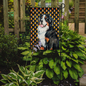 Bernese Mountain Dog Candy Corn Halloween Portrait Flag Garden Size