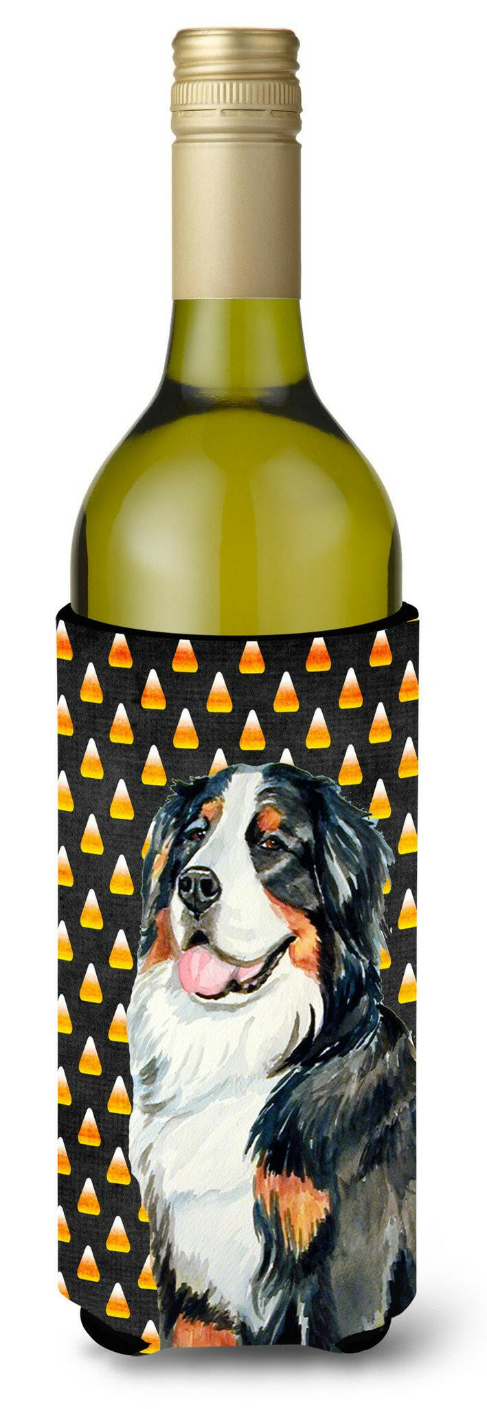 Bernese Mountain Dog Candy Corn Halloween Portrait Wine Bottle Beverage Insulator Beverage Insulator Hugger by Caroline&#39;s Treasures
