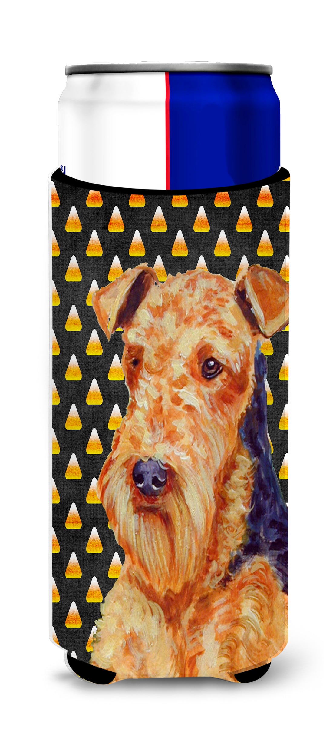 Airedale Candy Corn Halloween Portrait Ultra Beverage Insulators for slim cans LH9077MUK.