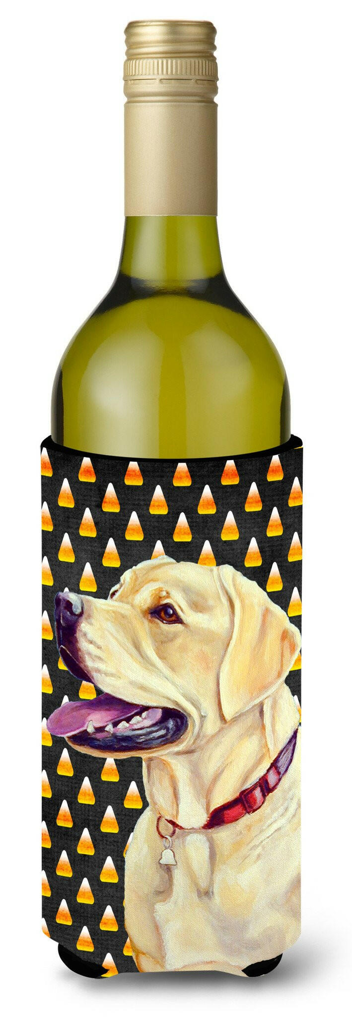 Labrador Yellow Candy Corn Halloween Portrait Wine Bottle Beverage Insulator Beverage Insulator Hugger by Caroline's Treasures