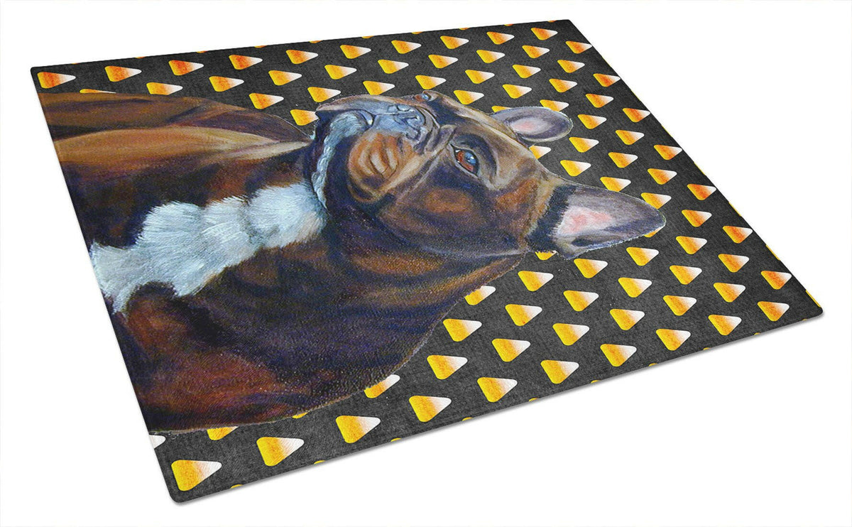 French Bulldog Candy Corn Halloween Portrait Glass Cutting Board Large by Caroline&#39;s Treasures
