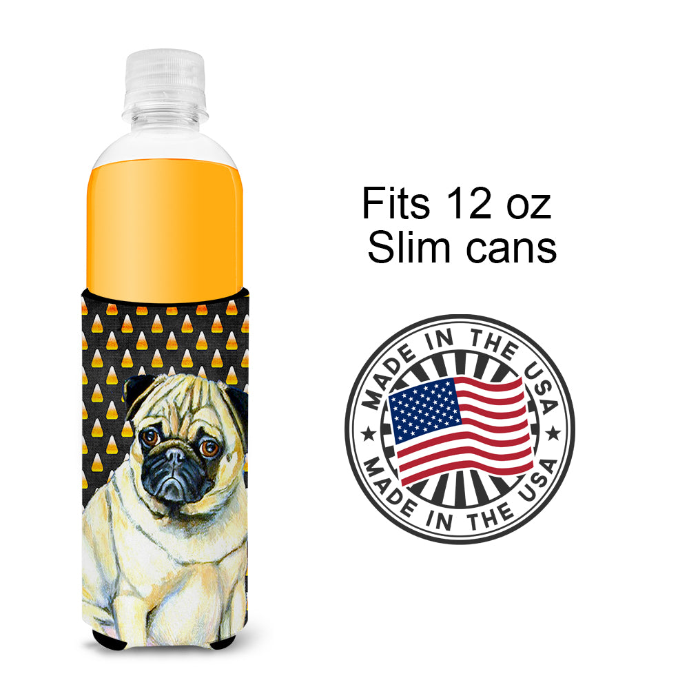 Pug Candy Corn Halloween Portrait Ultra Beverage Insulators for slim cans LH9083MUK.