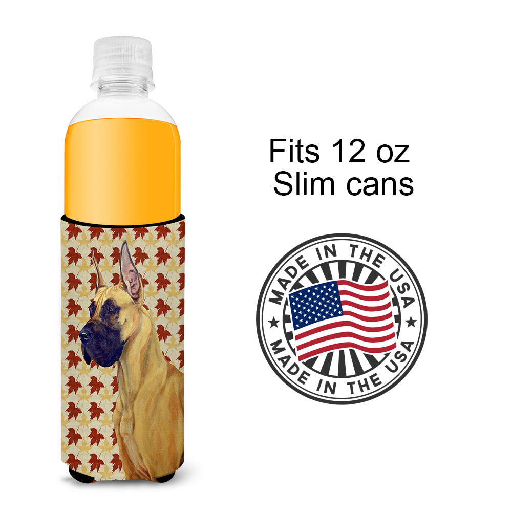 Great Dane Fall Leaves Portrait Ultra Beverage Insulators for slim cans LH9085MUK.