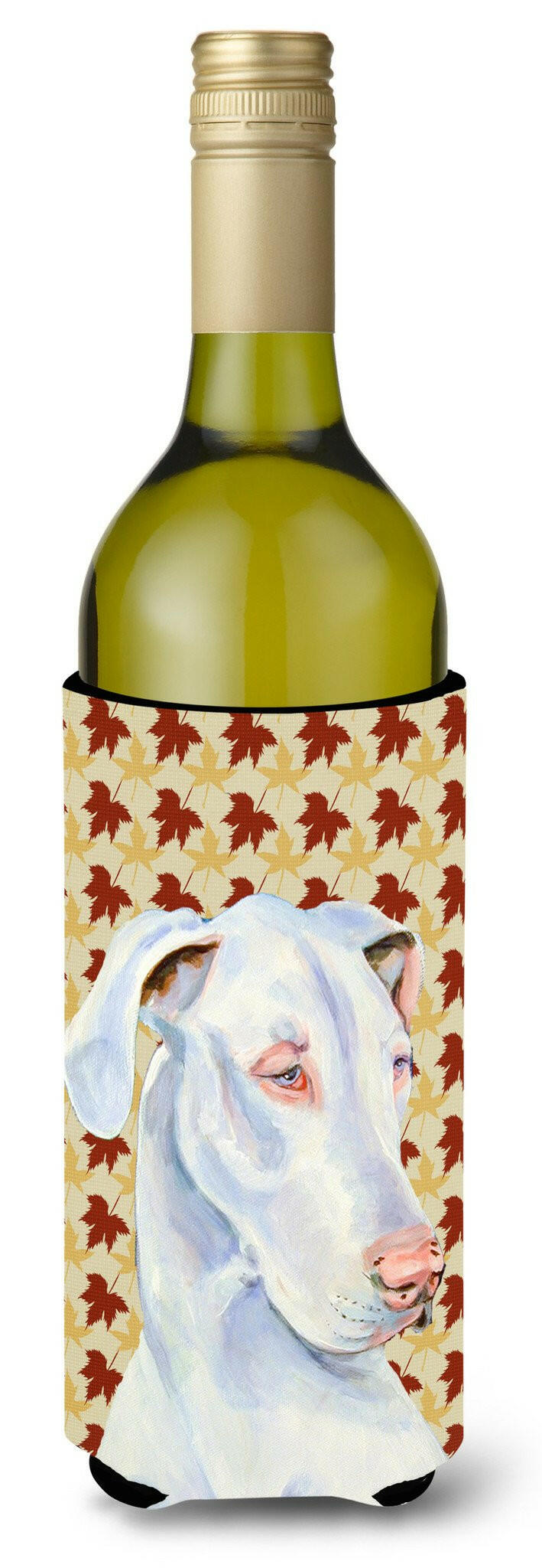 Great Dane Fall Leaves Portrait Wine Bottle Beverage Insulator Beverage Insulator Hugger LH9086LITERK by Caroline&#39;s Treasures
