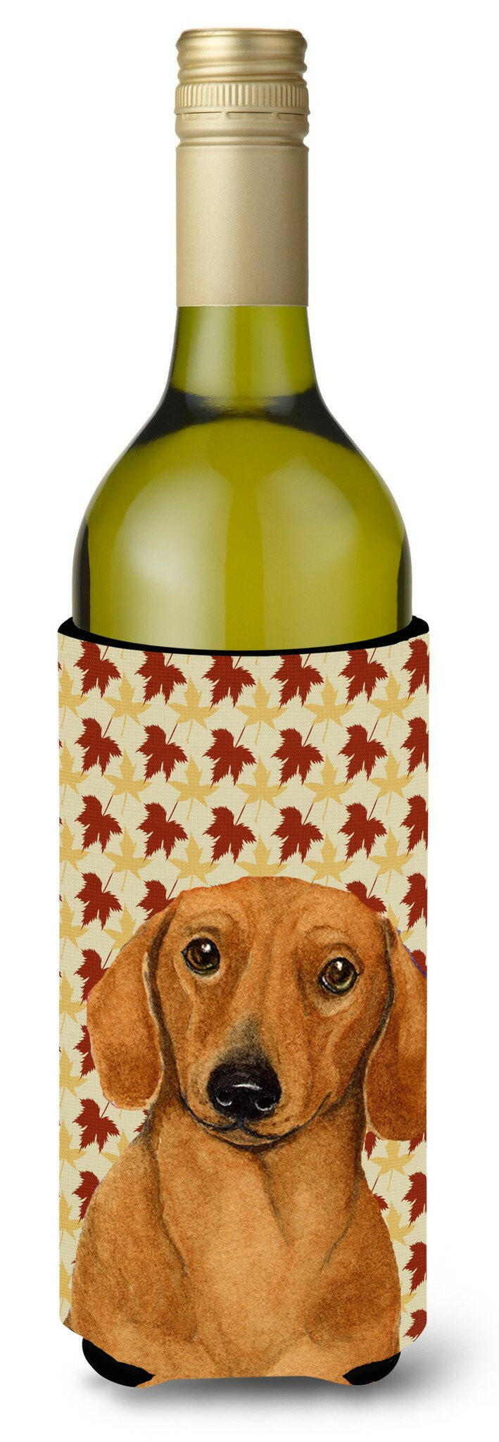 Dachshund Fall Leaves Portrait Wine Bottle Beverage Insulator Beverage Insulator Hugger by Caroline&#39;s Treasures