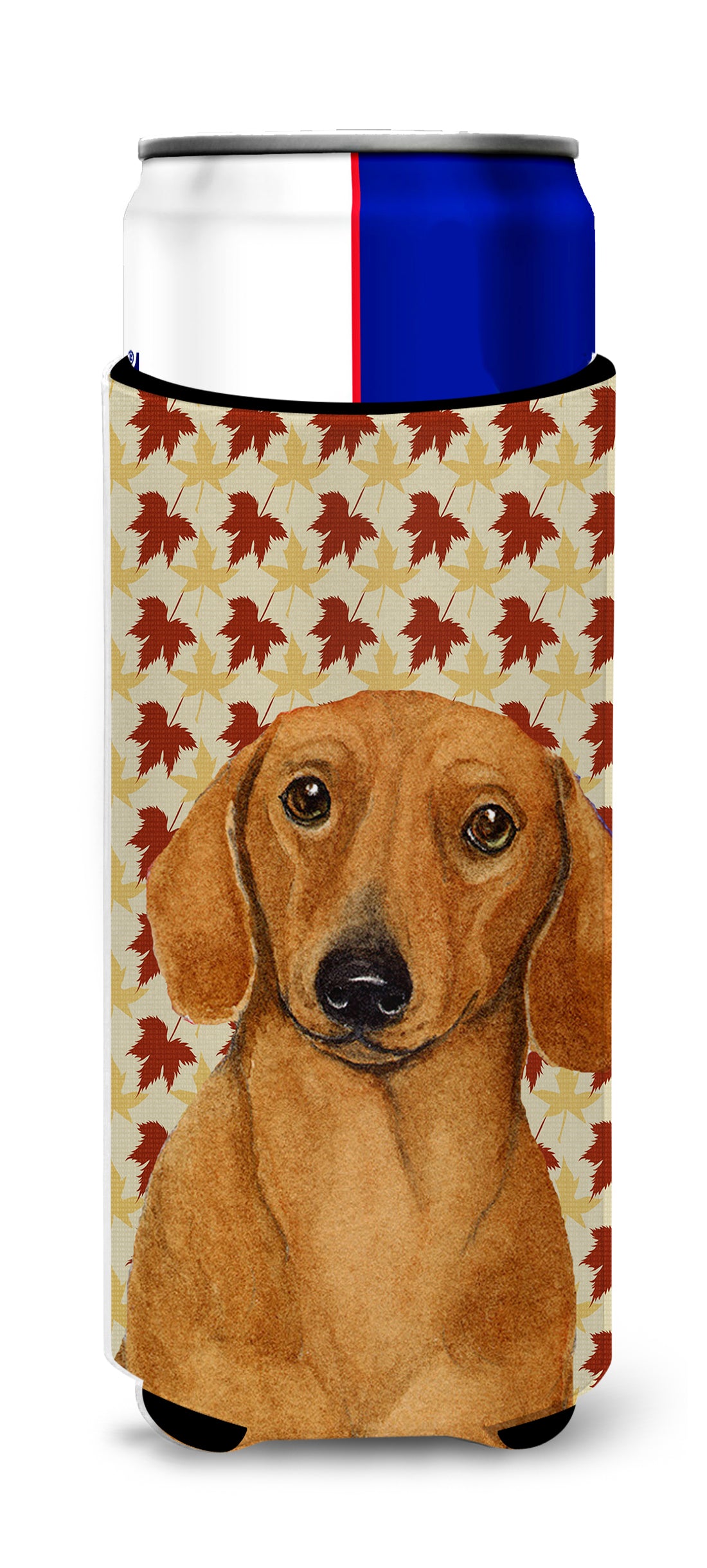 Dachshund Fall Leaves Portrait Ultra Beverage Insulators for slim cans LH9087MUK.