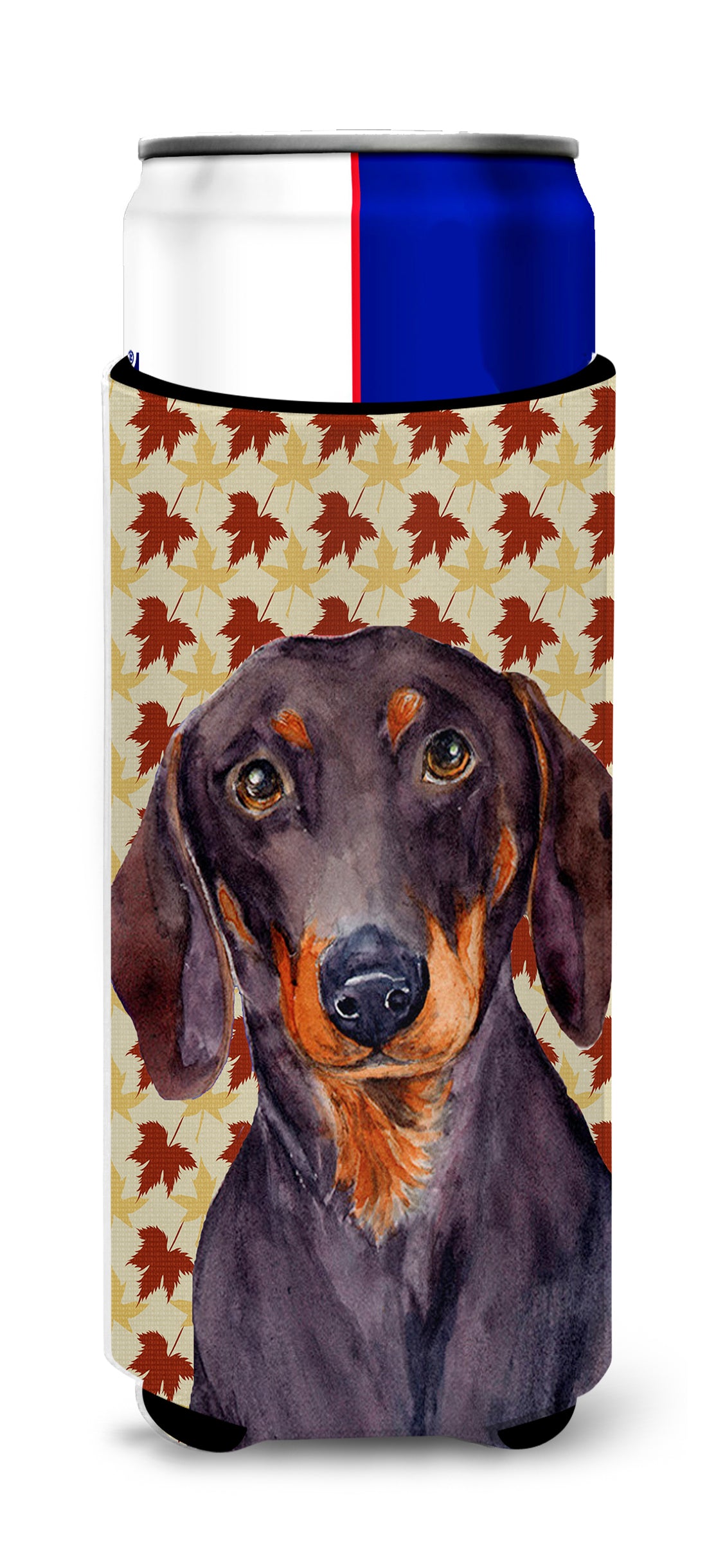 Dachshund Fall Leaves Portrait Ultra Beverage Insulators for slim cans LH9088MUK.