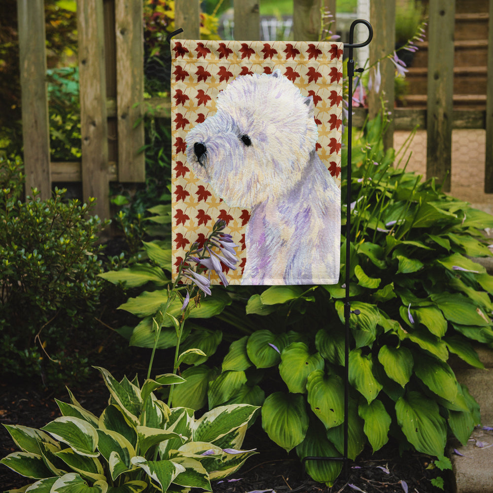 Westie Fall Leaves Portrait Flag Garden Size.
