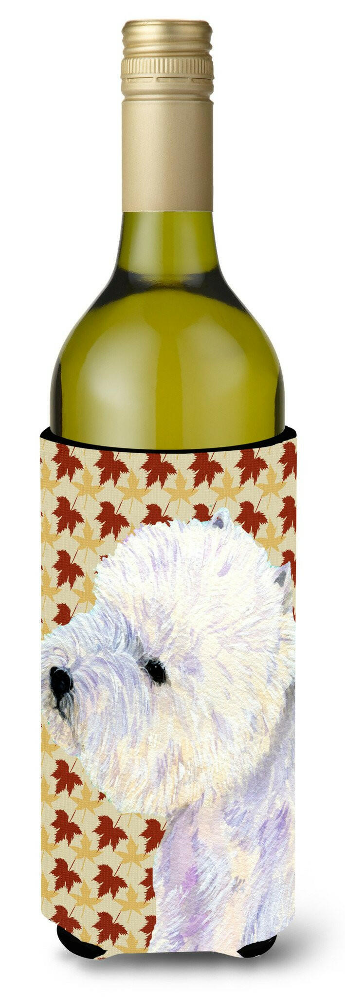 Westie Fall Leaves Portrait Wine Bottle Beverage Insulator Beverage Insulator Hugger by Caroline&#39;s Treasures