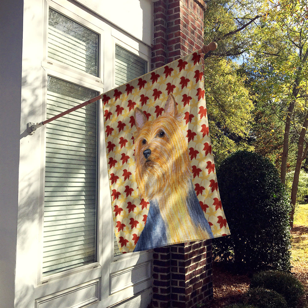 Silky Terrier Fall Leaves Portrait Flag Canvas House Size  the-store.com.