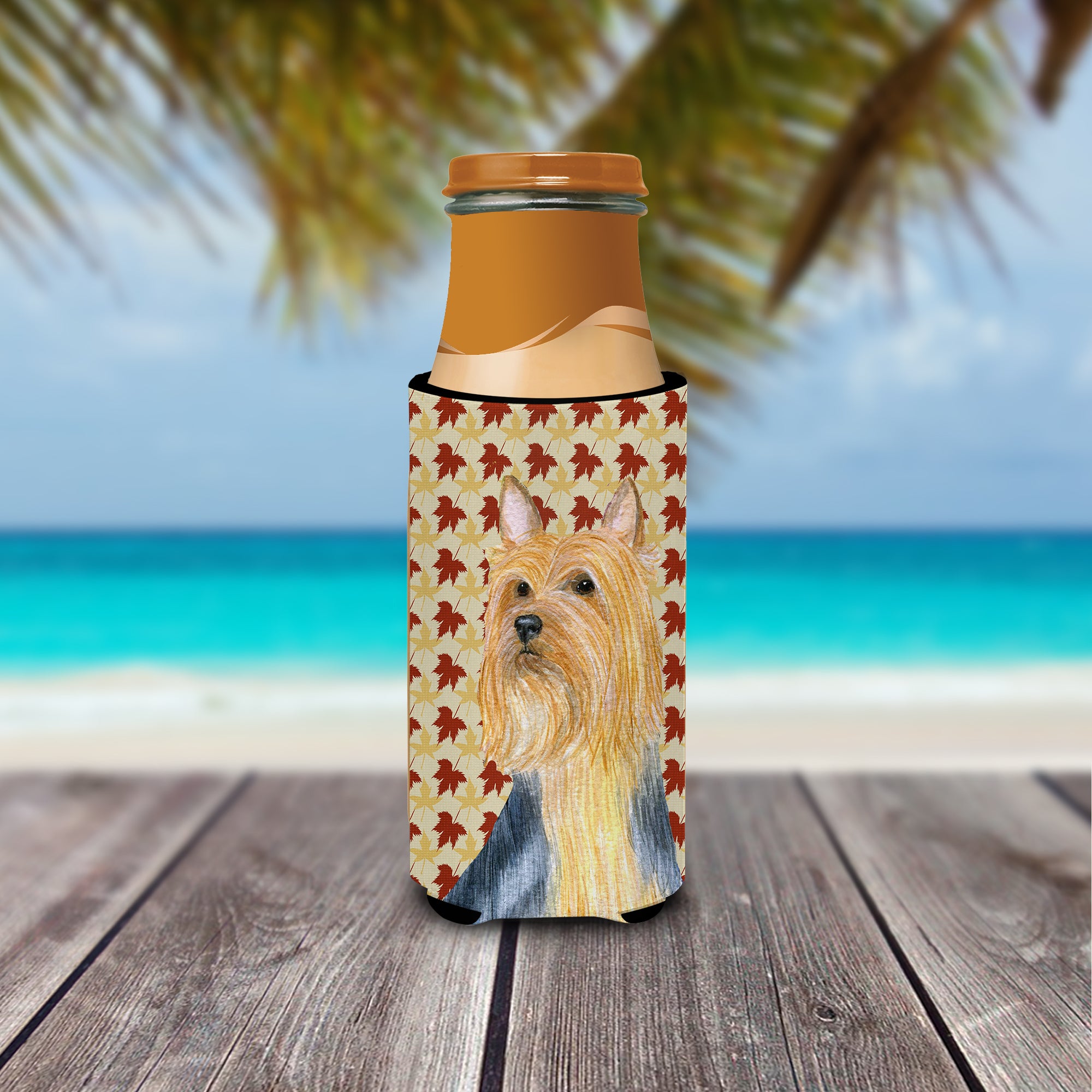 Silky Terrier Fall Leaves Portrait Ultra Beverage Insulators for slim cans LH9091MUK.