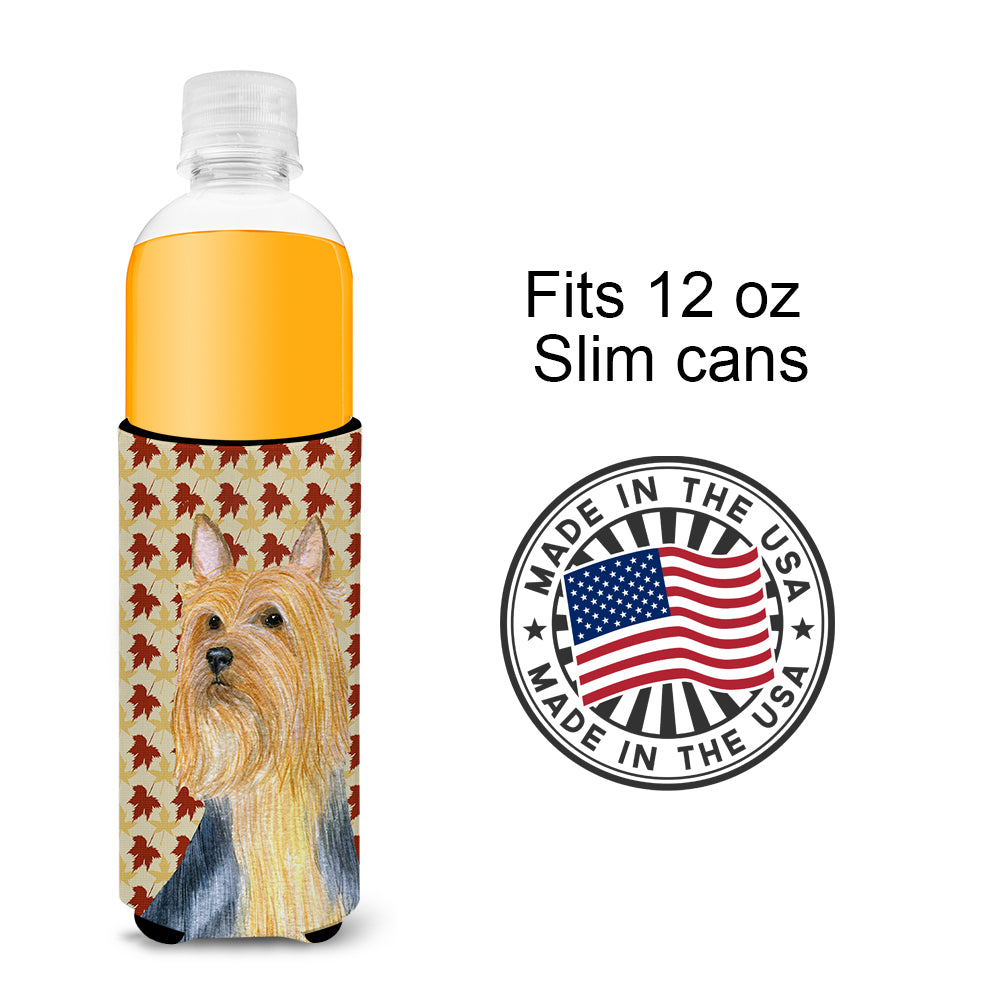 Silky Terrier Fall Leaves Portrait Ultra Beverage Insulators for slim cans LH9091MUK.