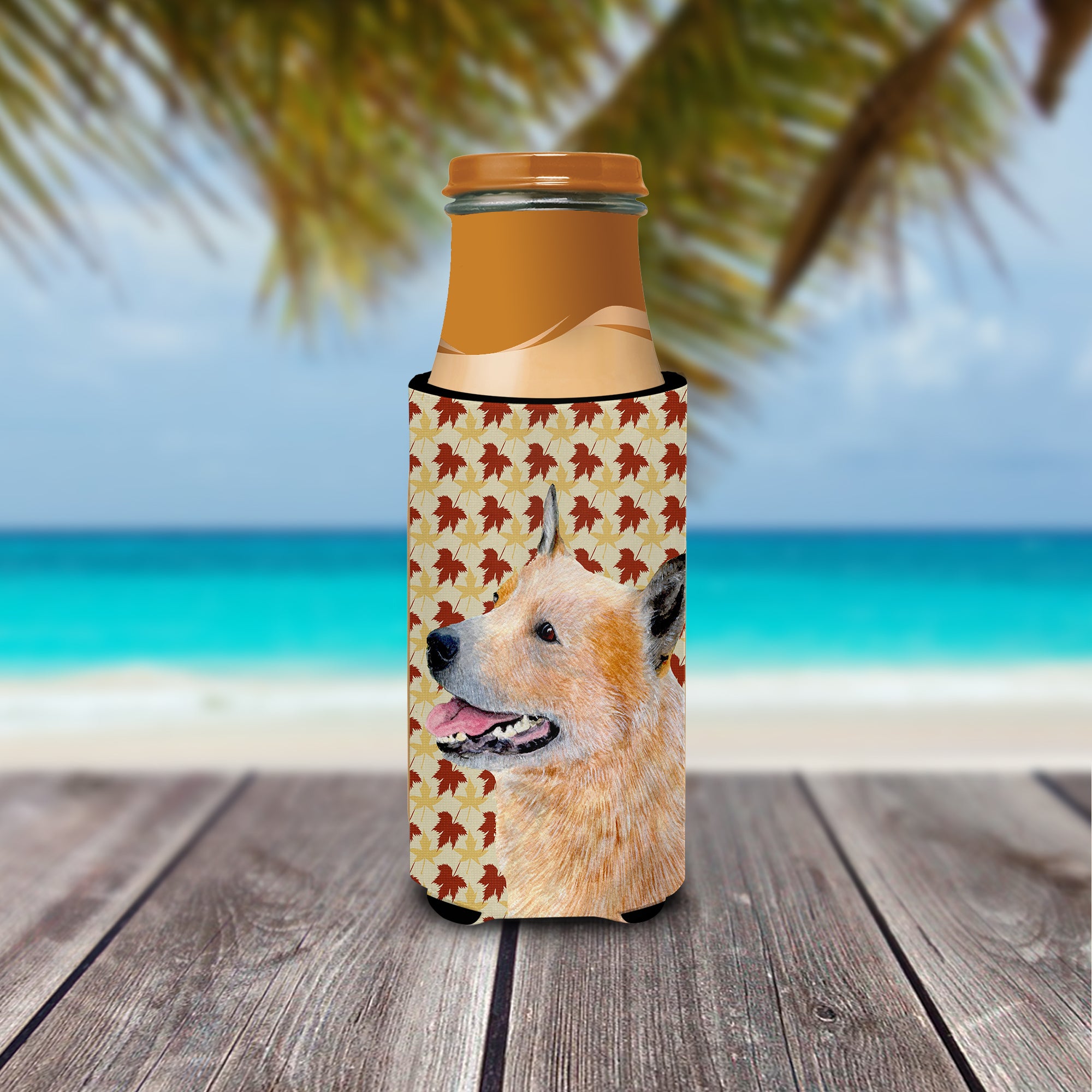 Australian Cattle Dog Fall Leaves Portrait Ultra Beverage Insulators for slim cans LH9092MUK.