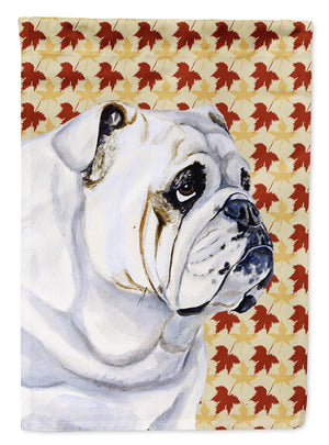 Bulldog English Fall Leaves Portrait Flag Garden Size