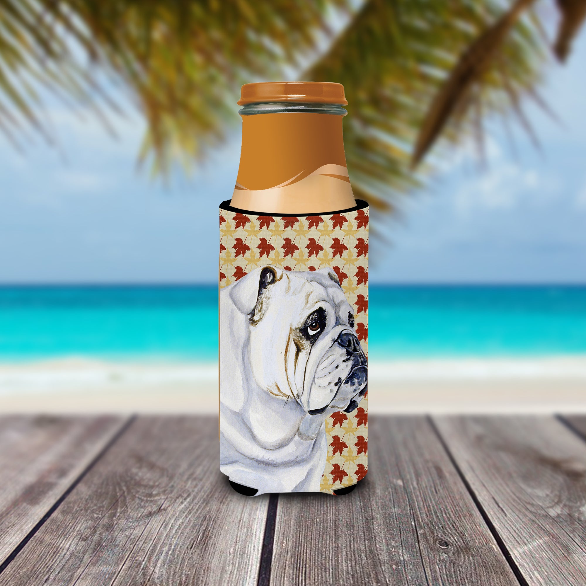 Bulldog English Fall Leaves Portrait Ultra Beverage Insulators for slim cans LH9094MUK
