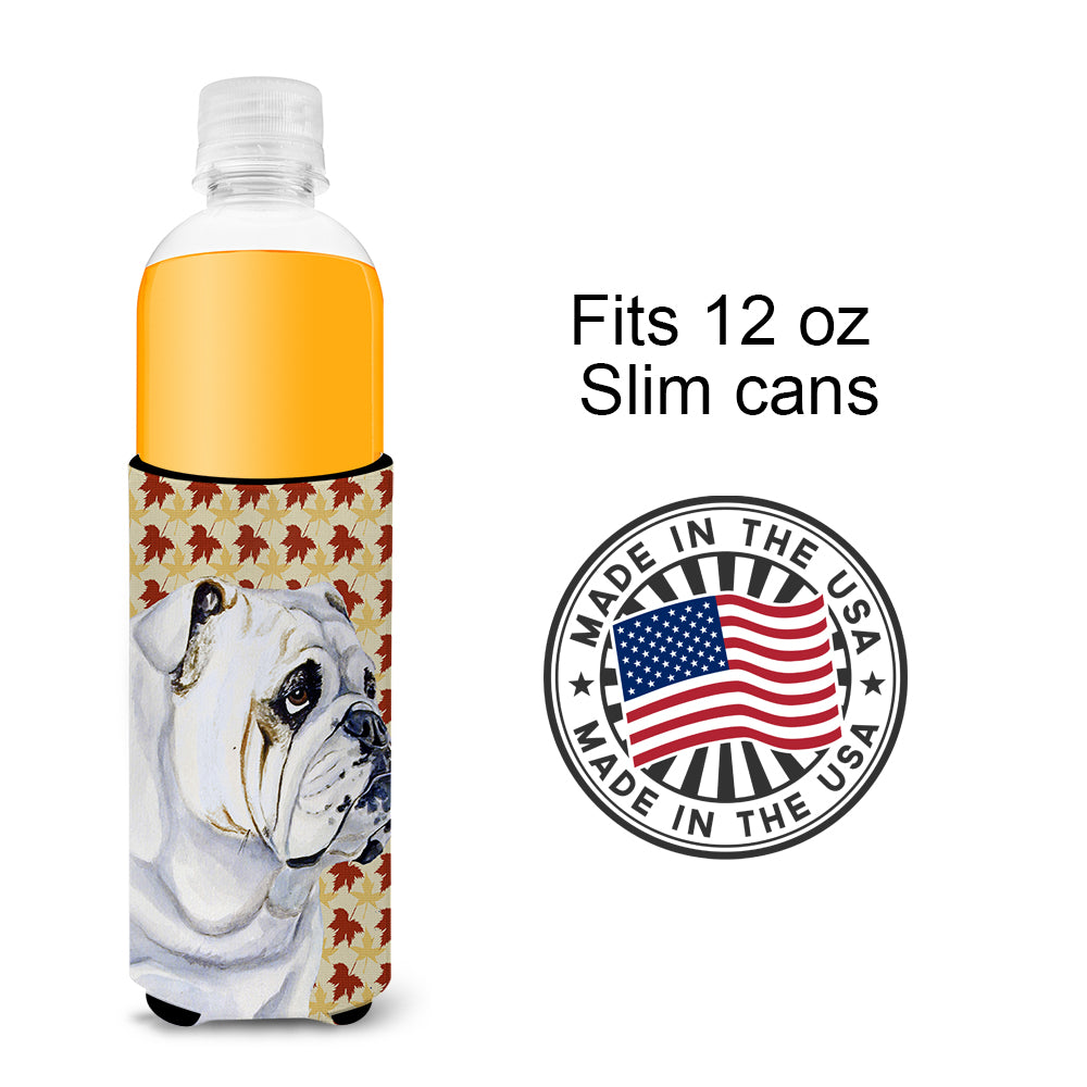 Bulldog English Fall Leaves Portrait Ultra Beverage Insulators for slim cans LH9094MUK.