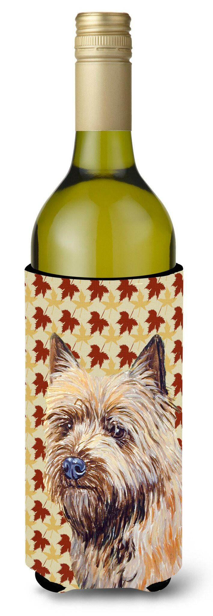 Cairn Terrier Fall Leaves Portrait Wine Bottle Beverage Insulator Beverage Insulator Hugger by Caroline&#39;s Treasures