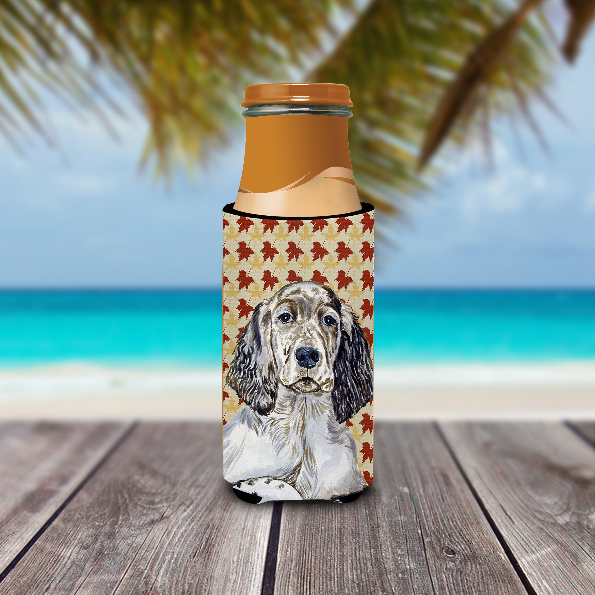 English Setter Fall Leaves Portrait Ultra Beverage Insulators for slim cans LH9097MUK.