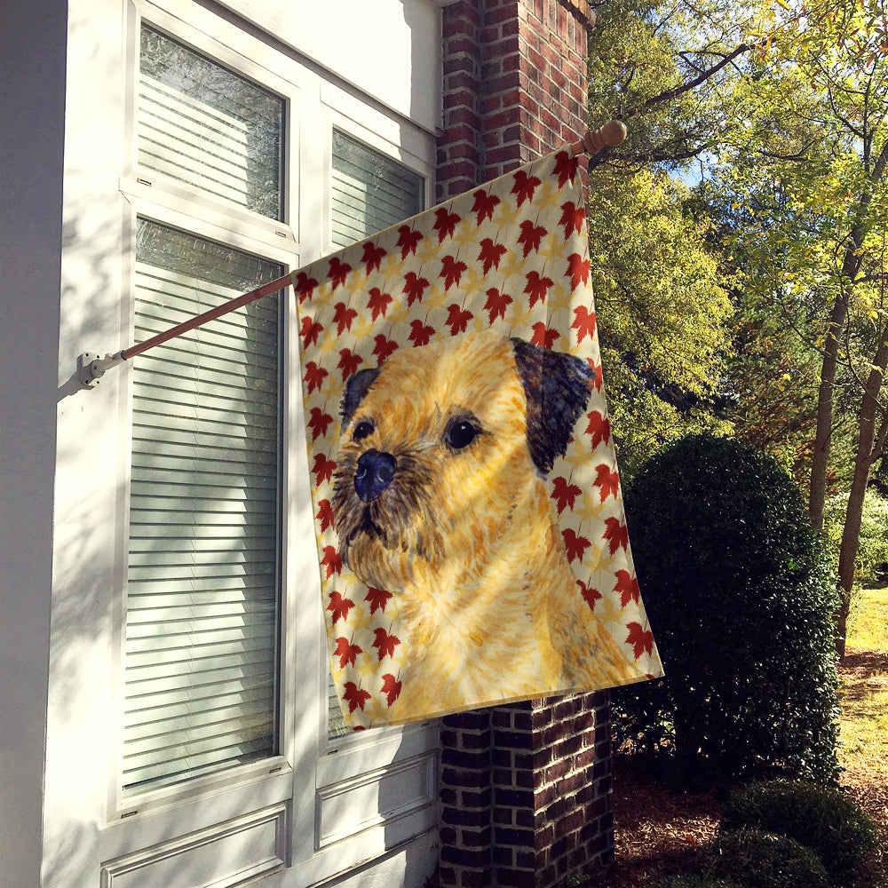 Border Terrier Fall Leaves Portrait Flag Canvas House Size