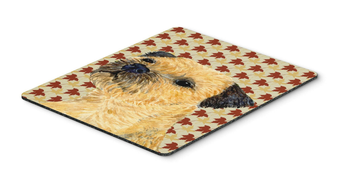 Border Terrier Fall Leaves Portrait Mouse Pad, Hot Pad or Trivet by Caroline&#39;s Treasures