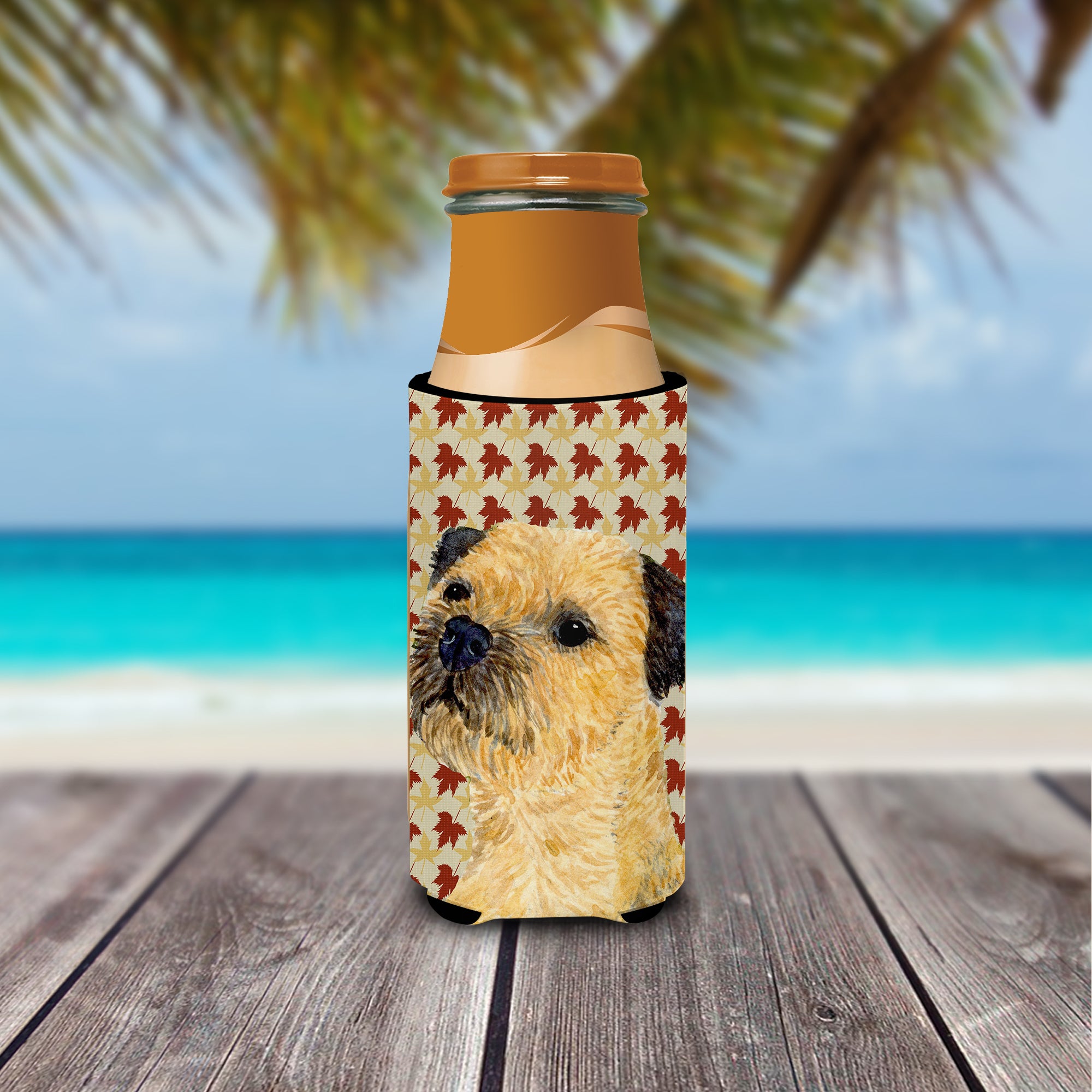 Border Terrier Fall Leaves Portrait Ultra Beverage Insulators for slim cans LH9098MUK.