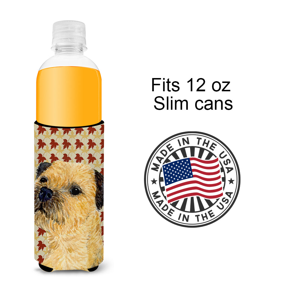 Border Terrier Fall Leaves Portrait Ultra Beverage Insulators for slim cans LH9098MUK.