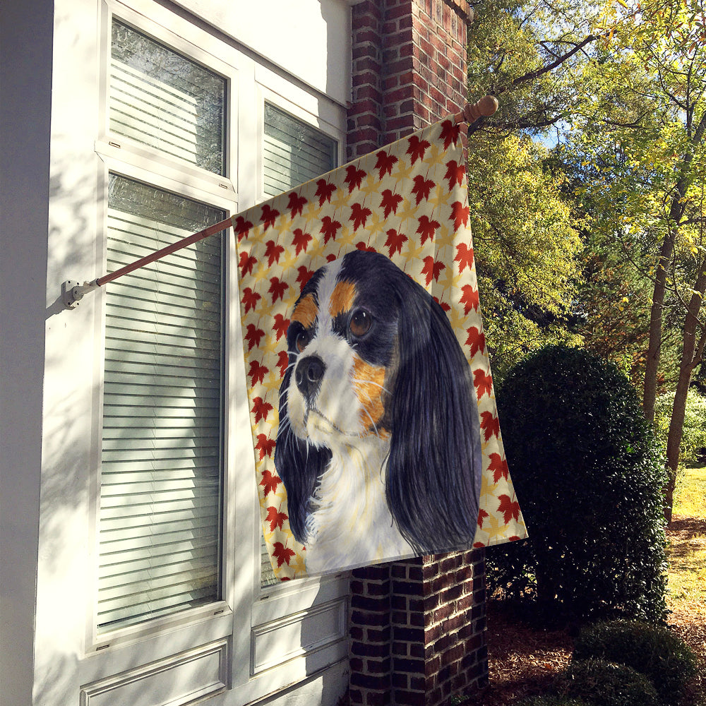 Cavalier Spaniel Fall Leaves Portrait Flag Canvas House Size  the-store.com.