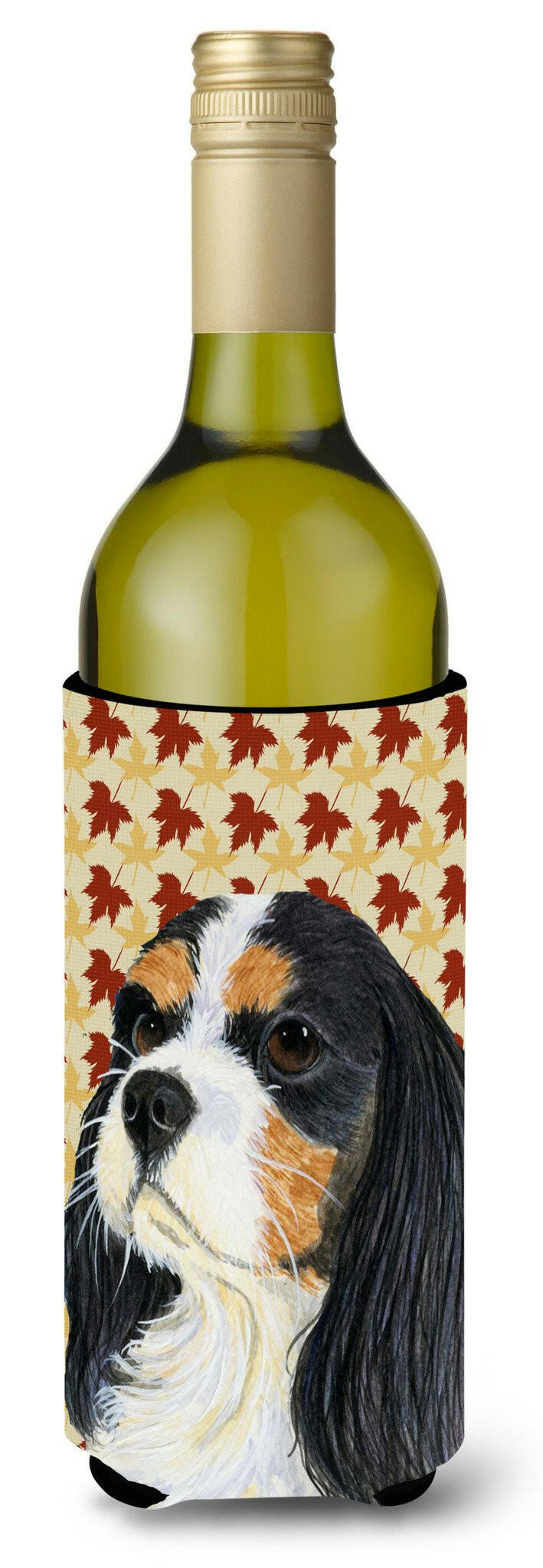 Cavalier Spaniel Fall Leaves Portrait Wine Bottle Beverage Insulator Beverage Insulator Hugger by Caroline&#39;s Treasures