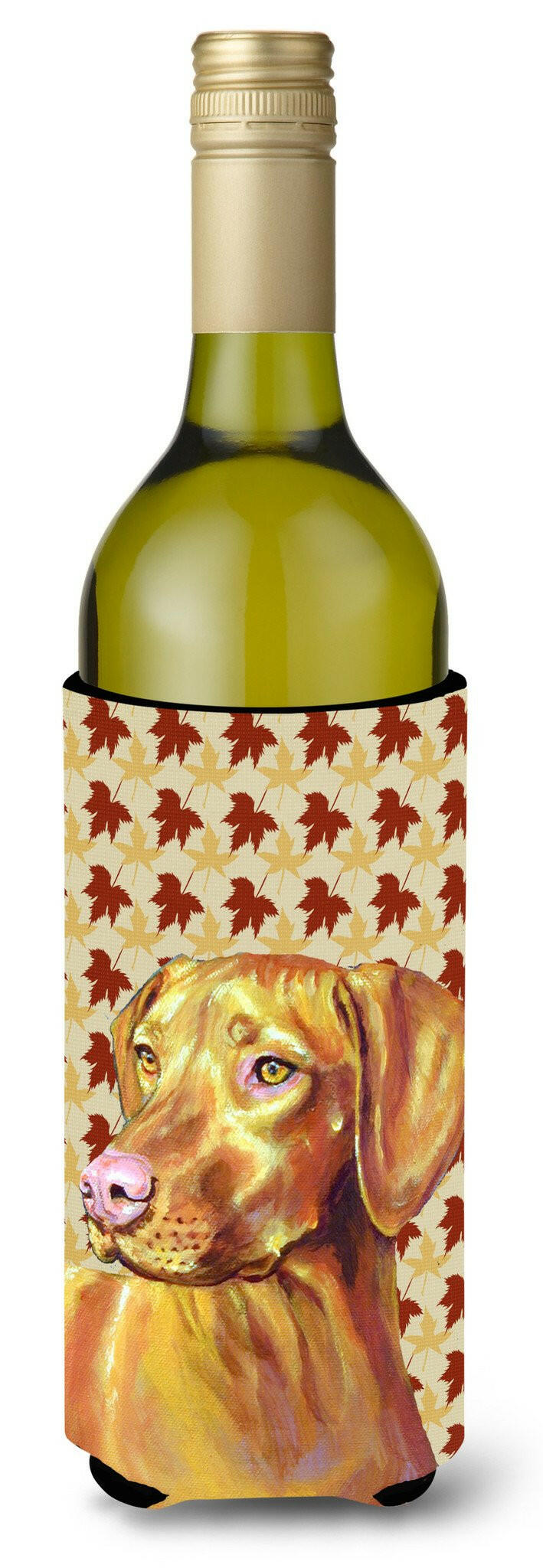 Vizsla Fall Leaves Portrait Wine Bottle Beverage Insulator Beverage Insulator Hugger by Caroline&#39;s Treasures