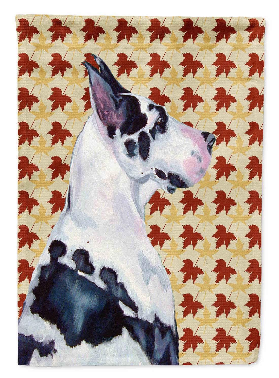 Great Dane Fall Leaves Portrait Flag Canvas House Size  the-store.com.