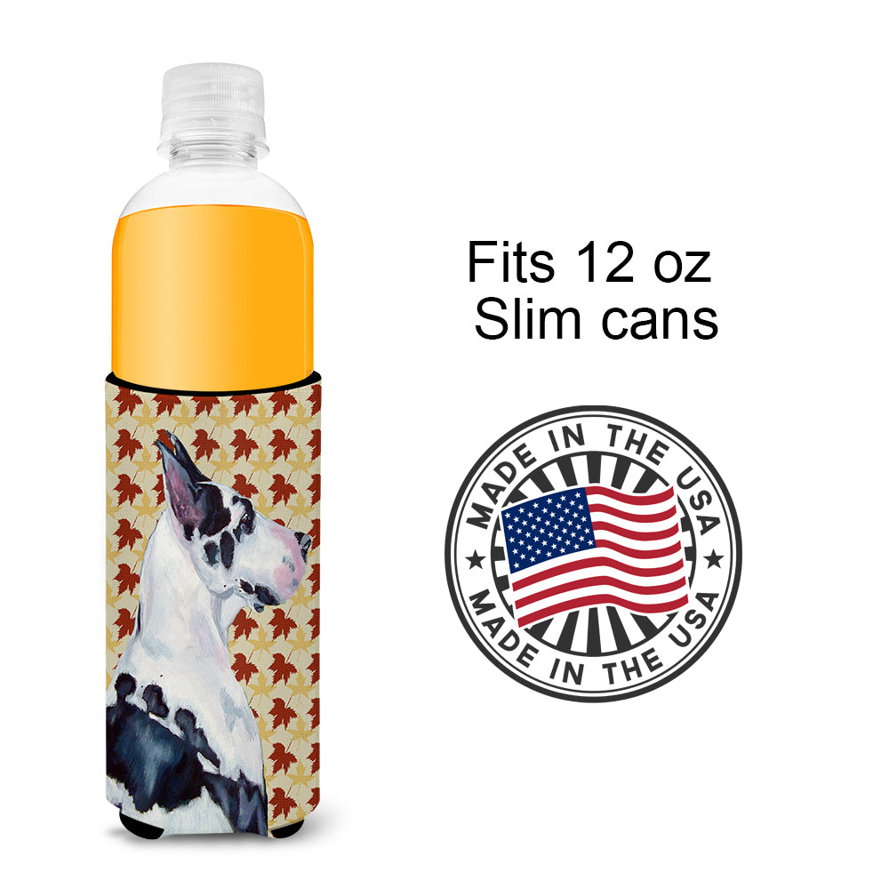 Great Dane Fall Leaves Portrait Ultra Beverage Insulators for slim cans LH9101MUK.