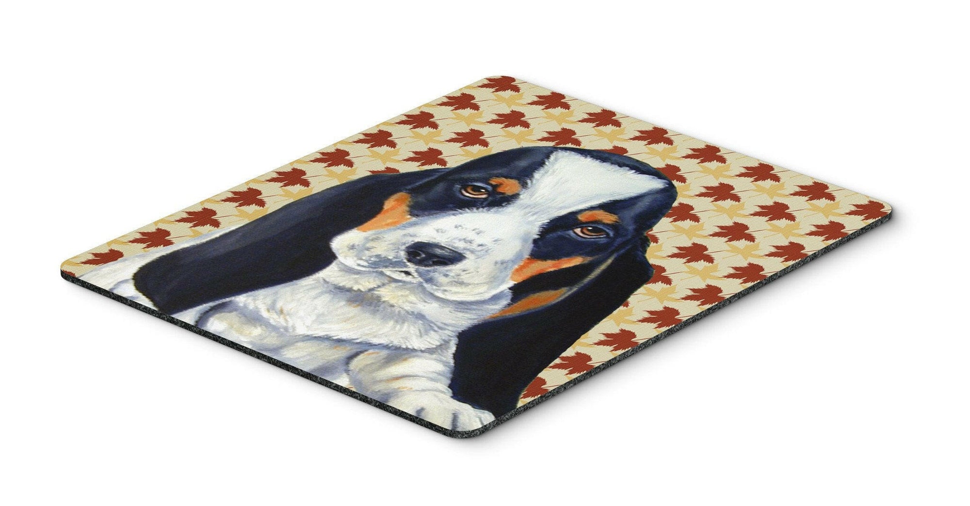 Basset Hound Fall Leaves Portrait Mouse Pad, Hot Pad or Trivet by Caroline's Treasures