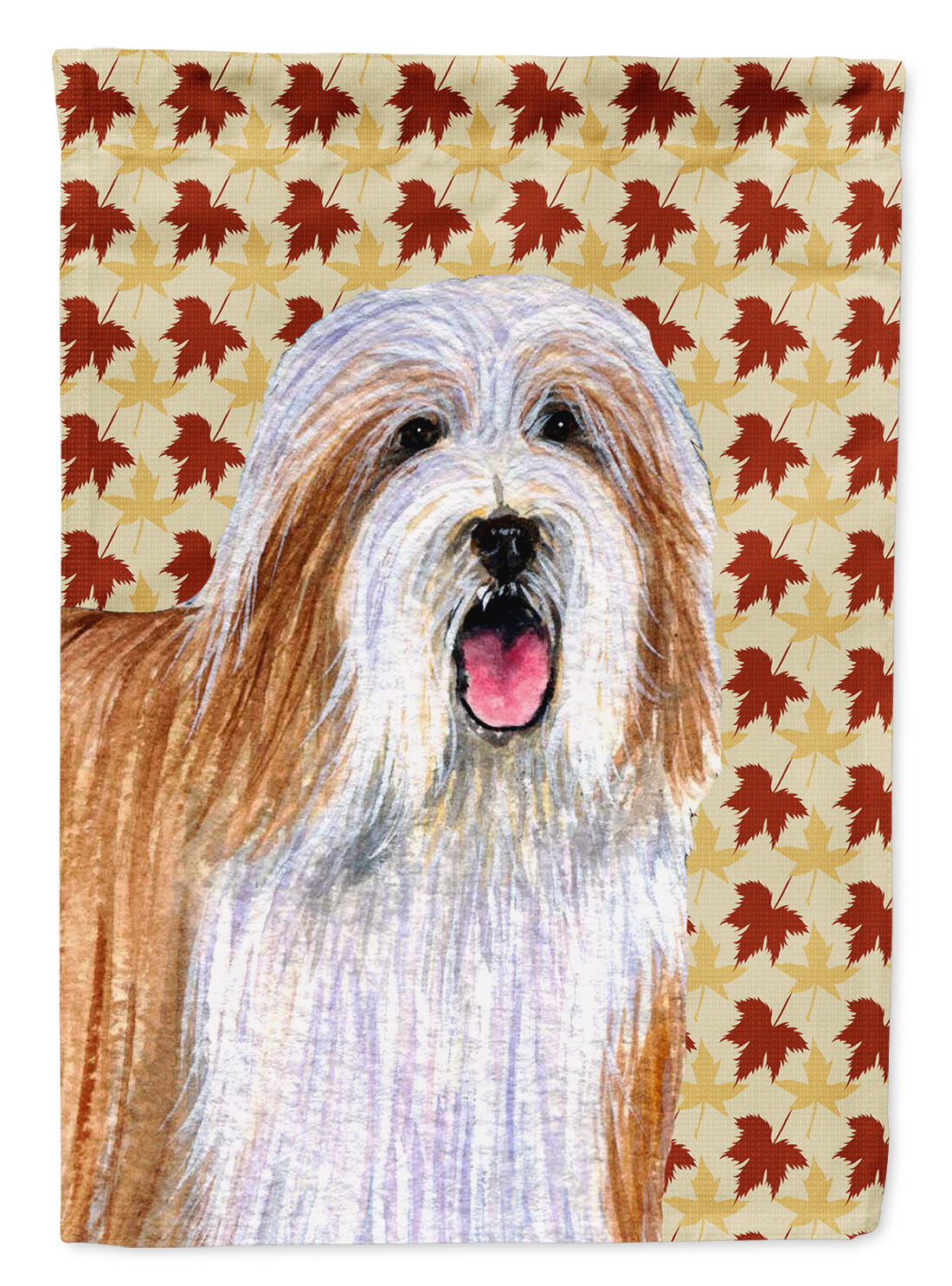 Bearded Collie Fall Leaves Portrait Flag Canvas House Size  the-store.com.