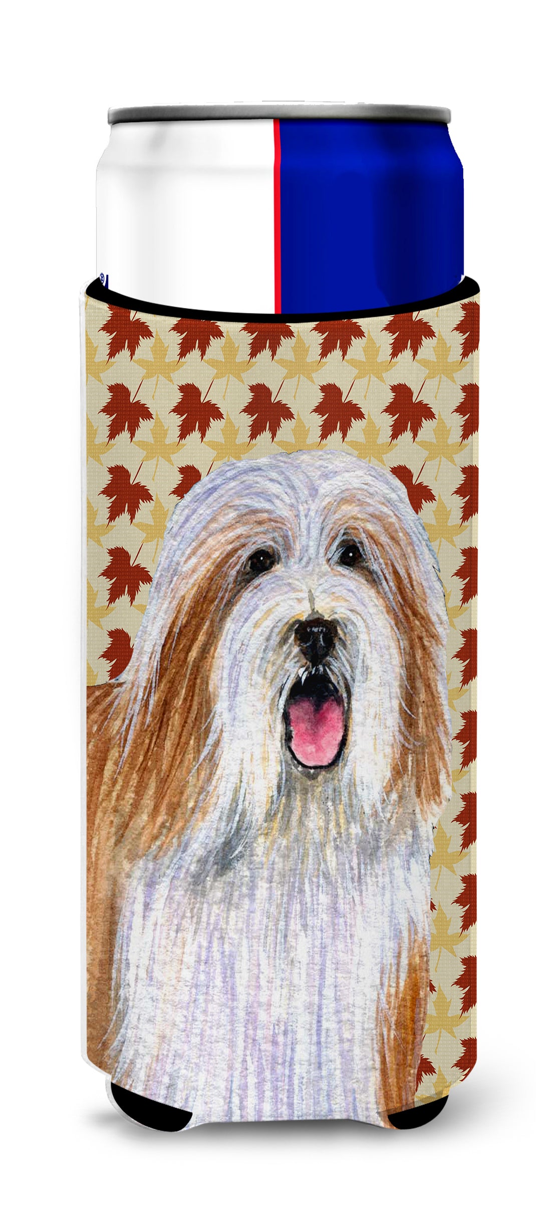 Bearded Collie Fall Leaves Portrait Ultra Beverage Insulators for slim cans LH9105MUK.
