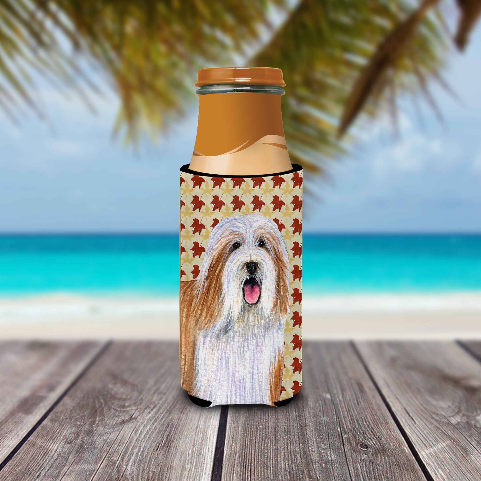 Bearded Collie Fall Leaves Portrait Ultra Beverage Insulators for slim cans LH9105MUK