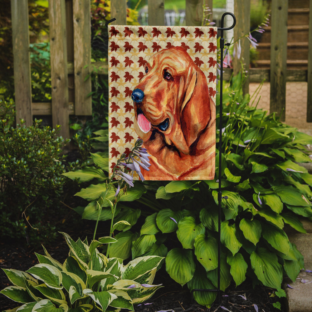 Bloodhound Fall Leaves Portrait Flag Garden Size