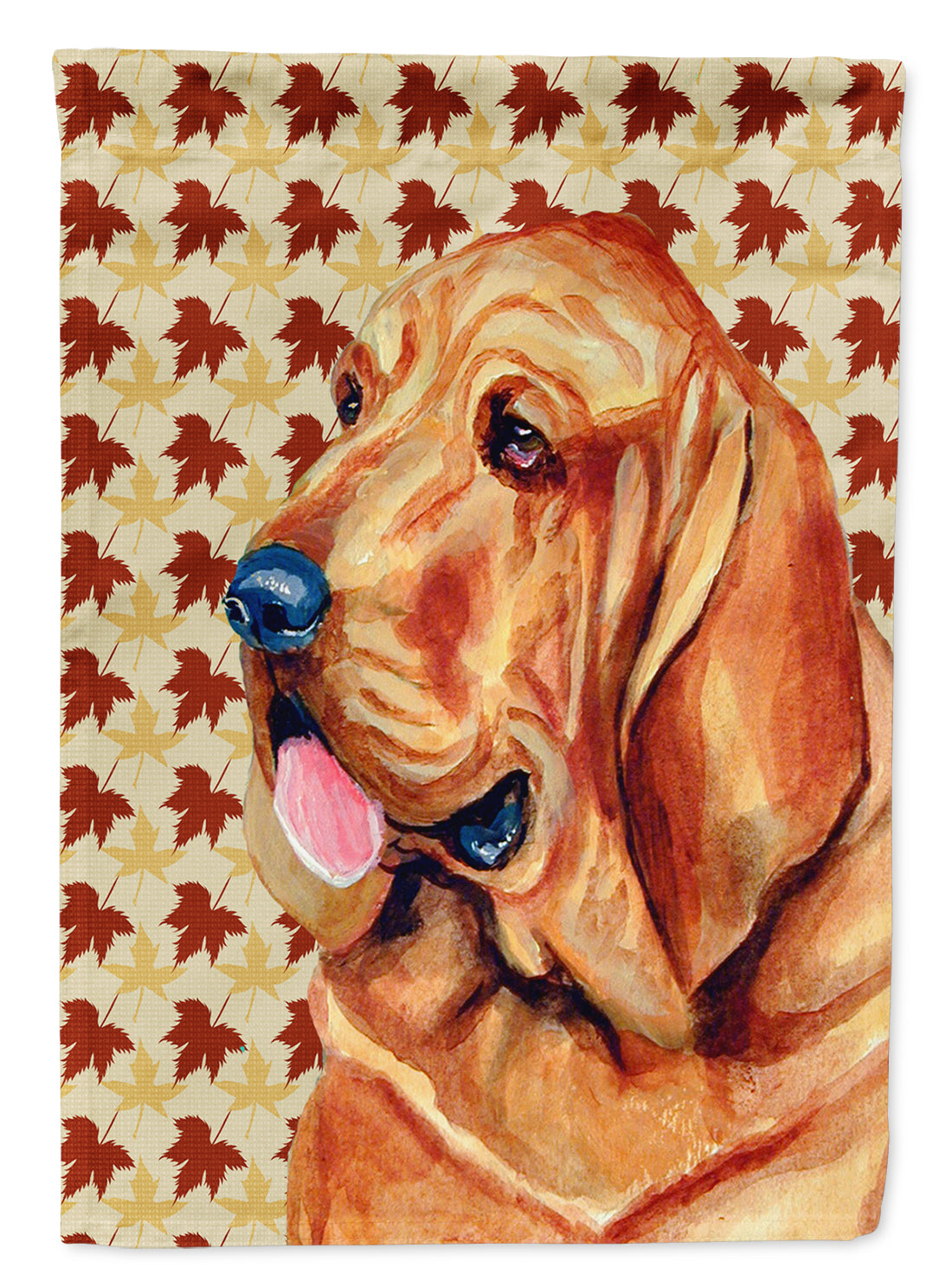 Bloodhound Fall Leaves Portrait Flag Garden Size.