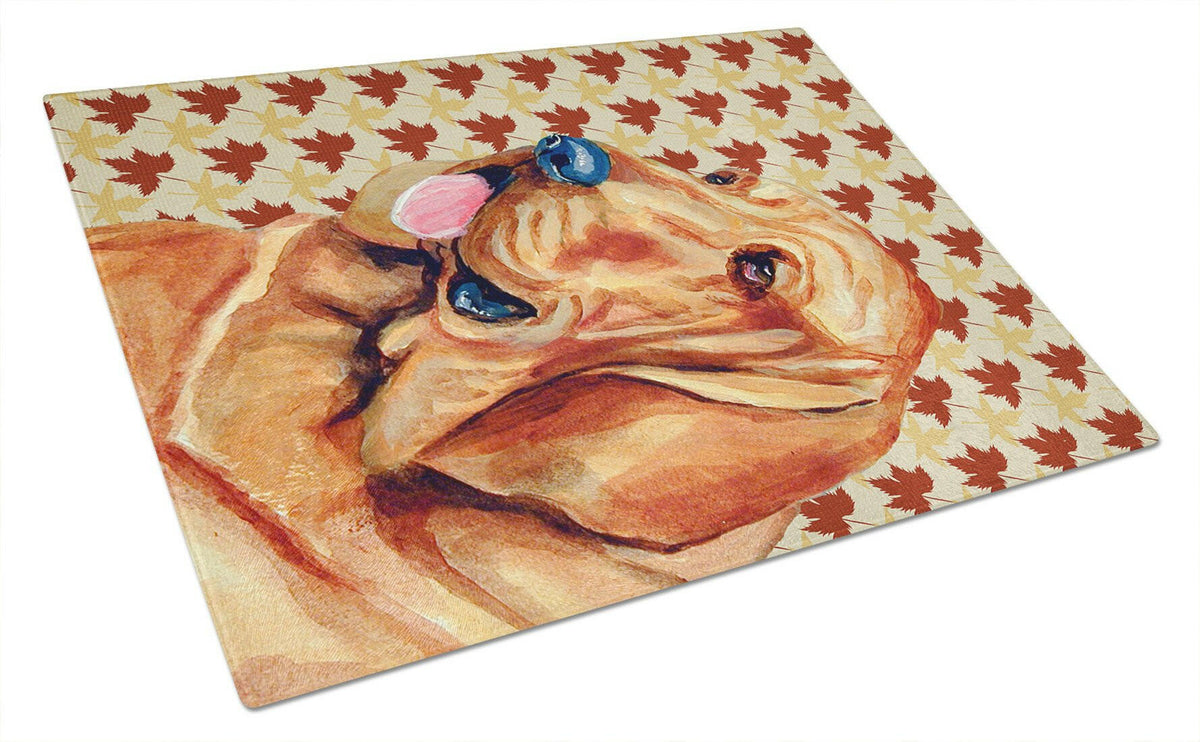 Bloodhound Fall Leaves Portrait Glass Cutting Board Large by Caroline&#39;s Treasures
