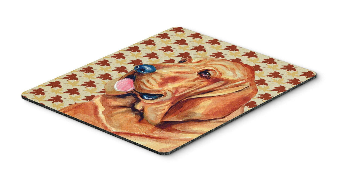 Bloodhound Fall Leaves Portrait Mouse Pad, Hot Pad or Trivet by Caroline&#39;s Treasures