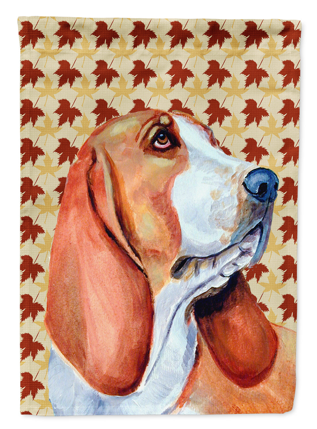 Basset Hound Fall Leaves Portrait Flag Canvas House Size