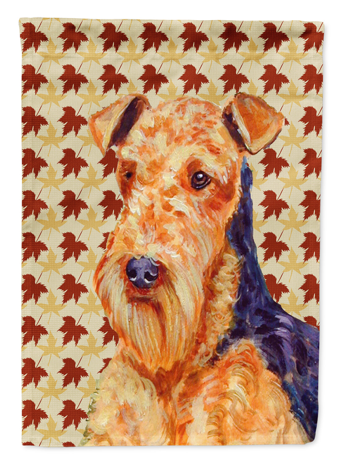 Airedale Fall Leaves Portrait Flag Canvas House Size