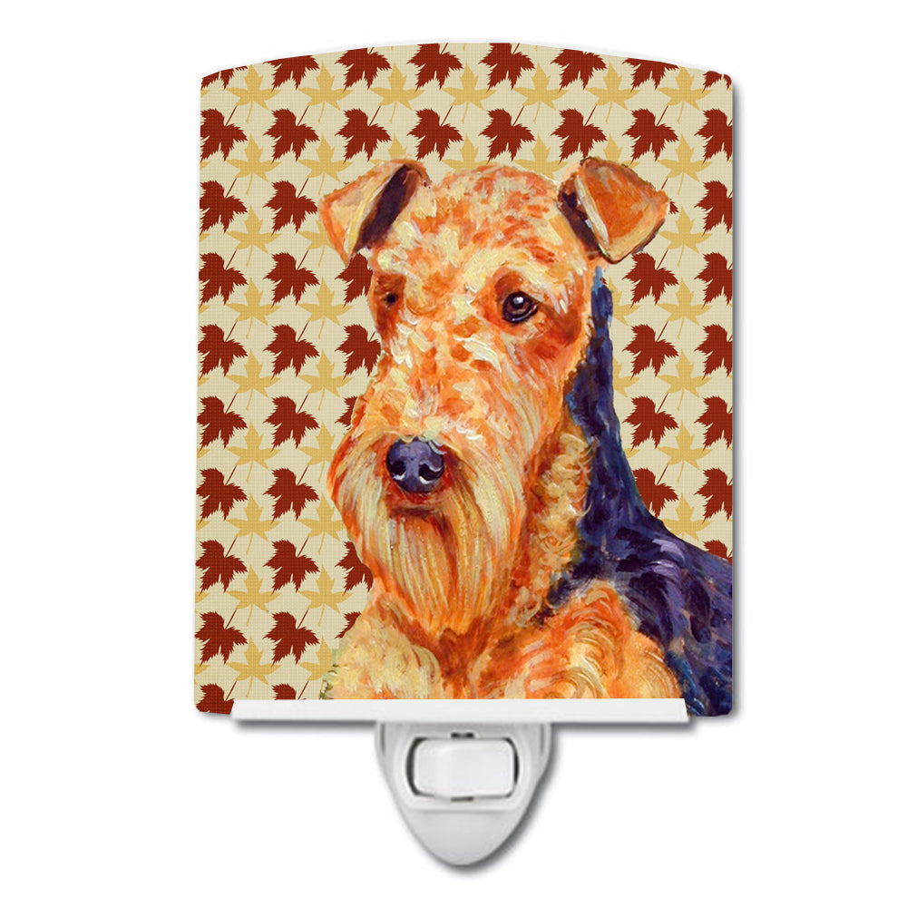 Airedale Fall Leaves Portrait Ceramic Night Light LH9111CNL - the-store.com