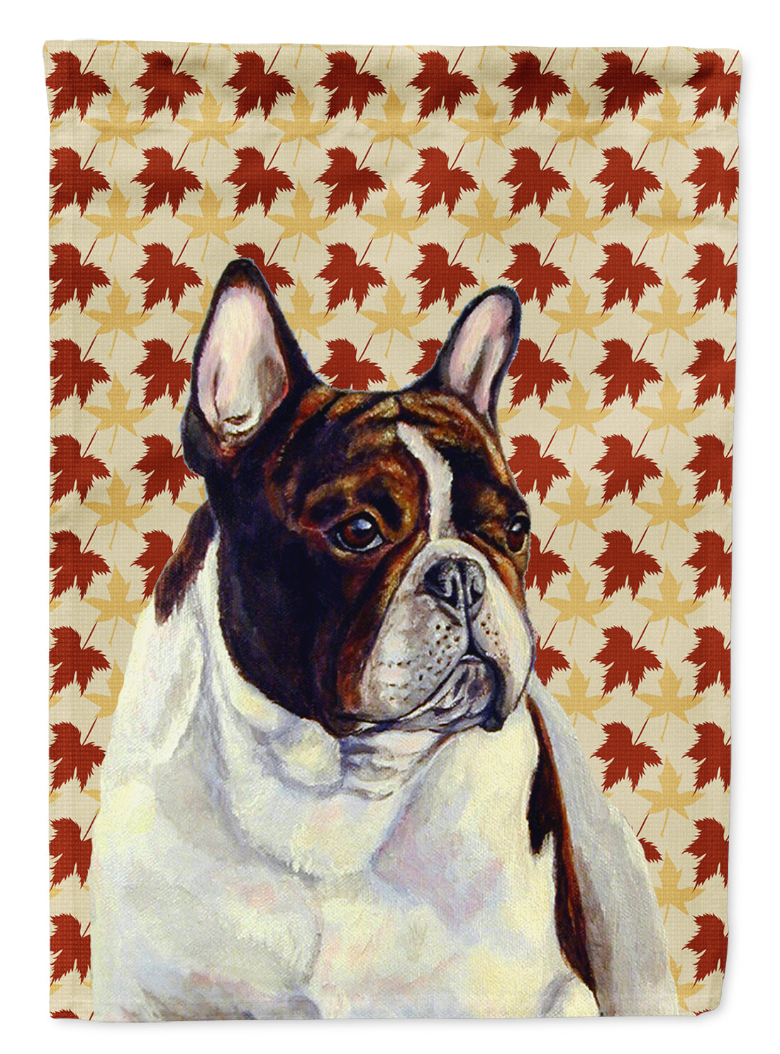 French Bulldog Fall Leaves Portrait Flag Canvas House Size