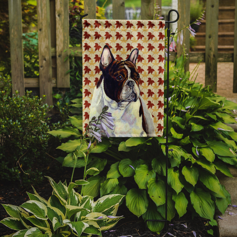 French Bulldog Fall Leaves Portrait Flag Garden Size