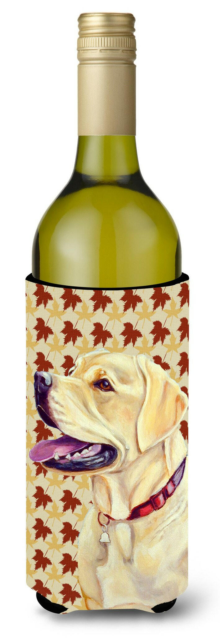 Labrador Fall Leaves Portrait Wine Bottle Beverage Insulator Beverage Insulator Hugger by Caroline&#39;s Treasures