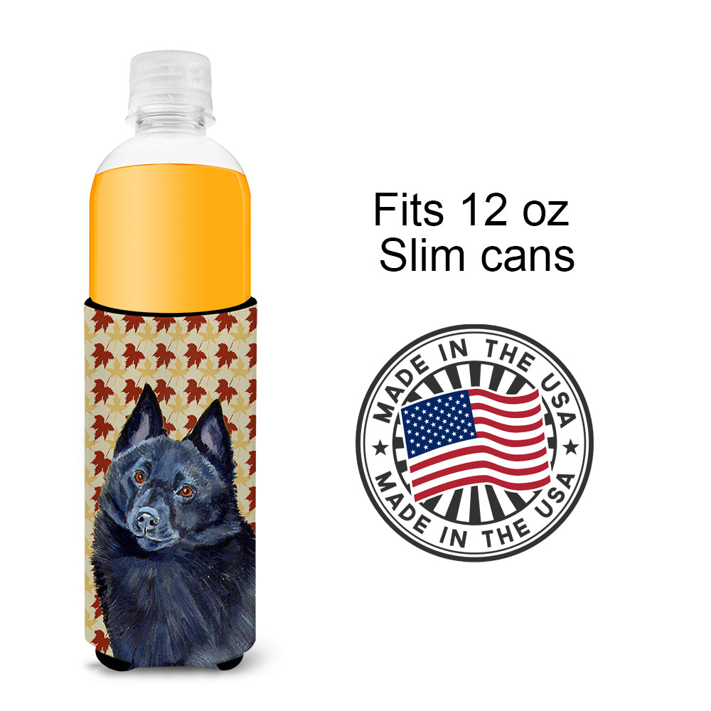 Schipperke Fall Leaves Portrait Ultra Beverage Insulators for slim cans LH9114MUK.