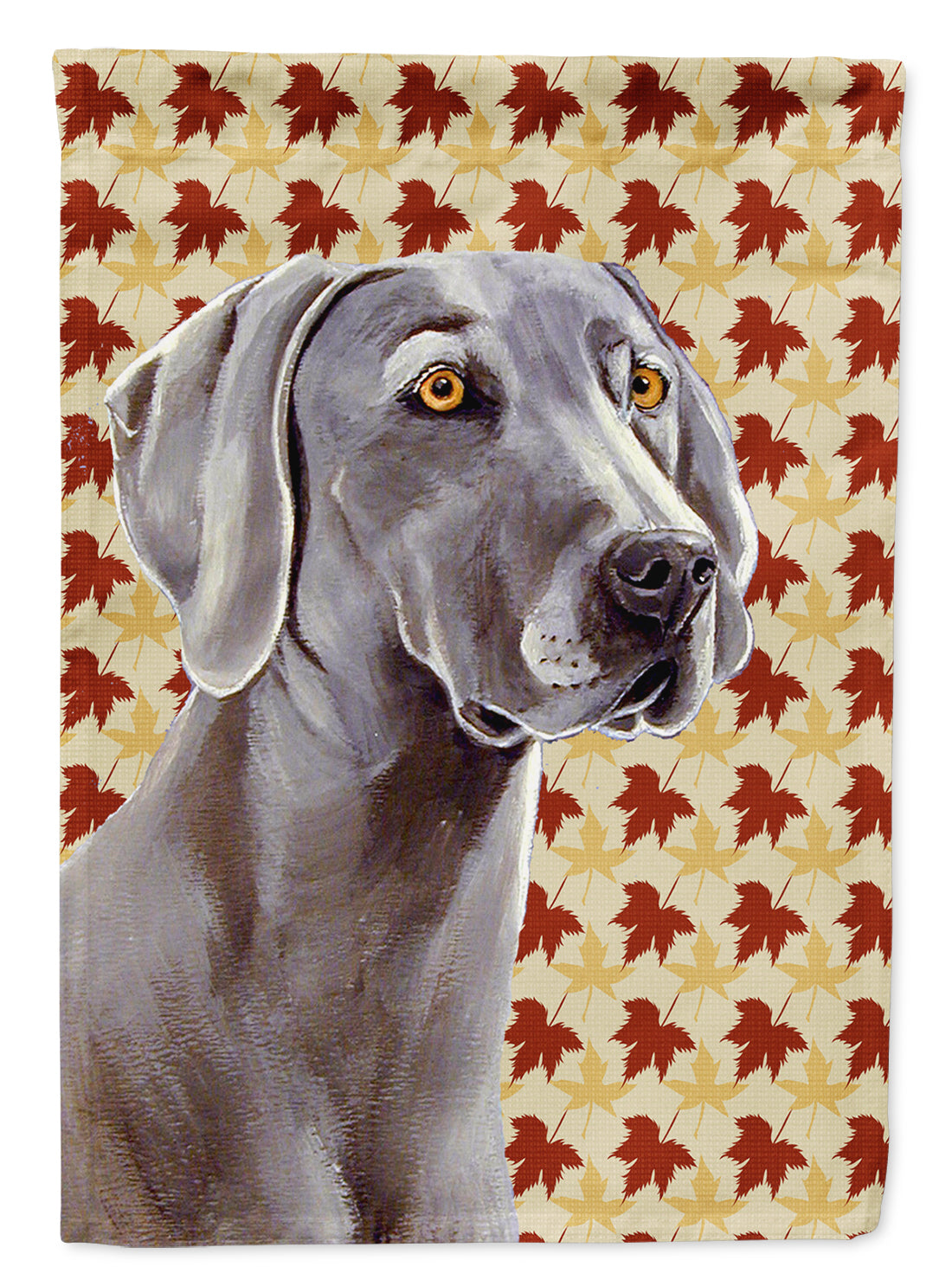 Weimaraner Fall Leaves Portrait Flag Canvas House Size  the-store.com.
