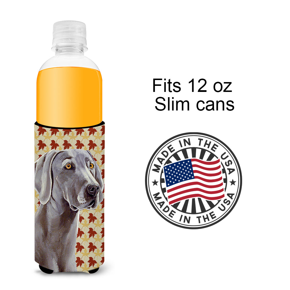Weimaraner Fall Leaves Portrait Ultra Beverage Insulators for slim cans LH9116MUK.
